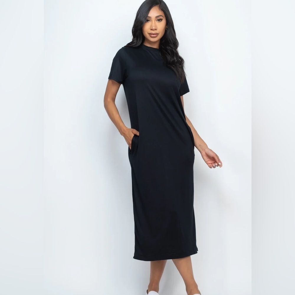 Tee Shirt Dress- Black - Picture 4 of 5